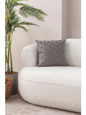 Antrasit Puantiyeli Keten Dokuma Kırlent 35X50 Cm, Şık ve Rahat Dekorasyon.