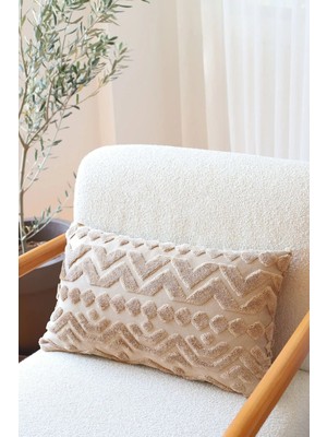 Bej Bohem Desenli Dikdörtgen Dekoratif Kırlent Kılıfı