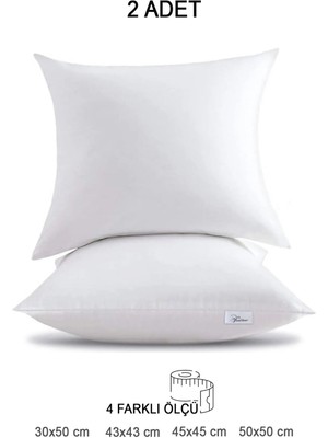 2 Adet Premium Kare Kırlent Iç Yastık Elyaf Dolgulu 45X45,43X43,30X50,50X50 Beyaz