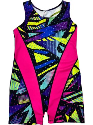 Lolli Boom Kids Kız Çocuk Neon Renkler Geometrik Desen Geçişli Yüzücü Tarz Mayo
