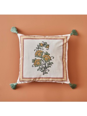 Renkli Pamuk Nakışlı Kırlent Kılıfı 43X43 Cm, Modern ve Şık Tasarım
