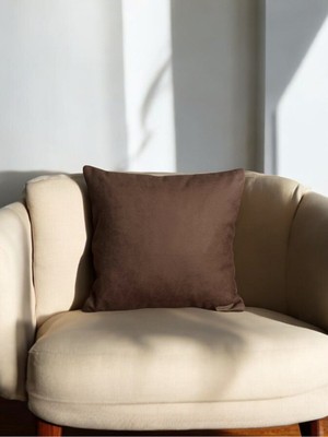 Kare Suni Nubuk Deri Dekoratif Kırlent Kılıfı 40X40, 45X45, 50X50 Koyu Kahve