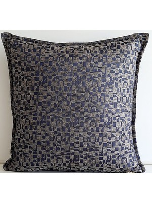 Lacivert-Ekru 50X50CM Yılbaşı Desenli Yumuşak Kırlent Kılıfı