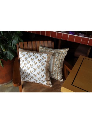 Vintage Temalı Dijital Baskılı 2'li Kırlent Yastık Kılıfı Seti 43X43CM Kahverengi