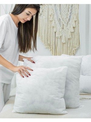 2'li Beyaz Kare Yastık Seti, Ultra Dolgun, %100 Saf Silikon Malzeme