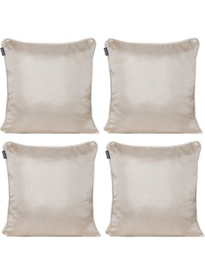 4'lü Parlak Fitilli Kırlent Kılıfı Seti, Krem Renk