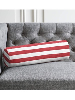 Renkli Düz Çizgili Iç Dolgulu Silindir Form Yastık Kırlent