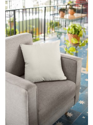 Ekru 43X43CM Tay Tüyü Döşemelik Premium Kırlent Kılıfı Çift Taraflı