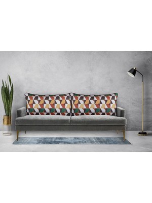 Prizma Desenli Biyeli Büyük Boy Sırt Kırlent Kılıfı Bahçe Seti