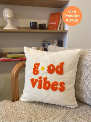 Canlı Turuncu Pamuklu 43X43CM Kırlent Kılıfı, Punch Işlemeli, Şık ve Rahat Dekorasyon