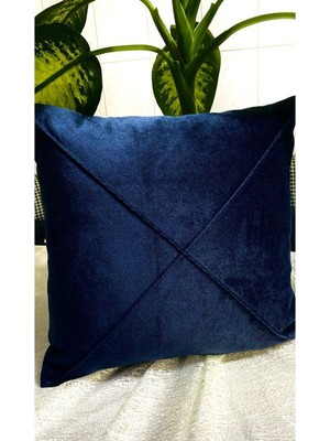 Lacivert Çapraz Desenli Şık Dekoratif Kırlent Kılıfı