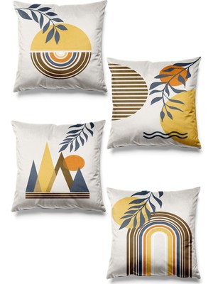 Renkli Çift Taraflı Omega Desenli 4'lü Süet Kırlent Kılıfı, Şık ve Konforlu Tasarım