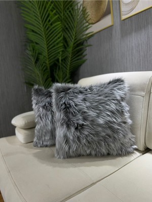 Yumuşak Pelüş Kırlent Kılıfı, Kare Gri, Dekoratif ve Rahat Huzur Veren Tasarım