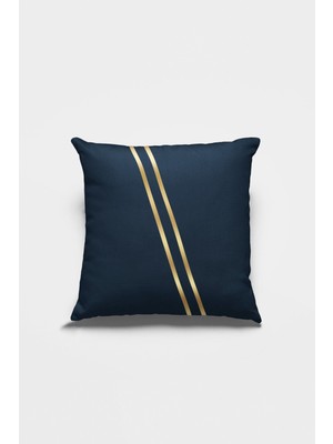 Lacivert Dekoratif Kırlent Yastık Kılıfı, Gizli Fermuar, Çift Taraflı, Premium Kumaş, 43X43CM