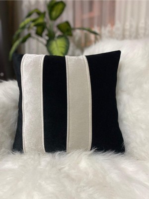 Şık Siyah Beyaz Desenli Dekoratif Kırlent Kılıfı, Ev Dekorasyonuna Zarif Dokunuş