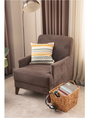 Özel Tasarım Bohem Punch Işlemeli Jakarlı Kırlent Kılıfı Mavi Beyaz