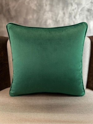 Kadife Kırlent Kılıfı, 43X43CM, Zümrüt Yeşili, Ithal Ipek, Şık ve Zarif Tasarım