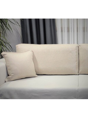 Kahve Kaz Ayağı Desen Keten Kırlent Kılıfı, Şık ve Rahat Dekorasyon Parçası