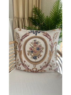 Renkli Saten Nakışlı Çiçek Desenli Şık Kırlent Kılıfı