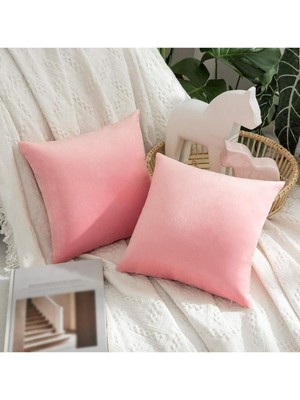 Yumuşak Dokulu Pembe Kırlent Kılıfı Seti, Özel Tasarım, Hediye Seçeneği