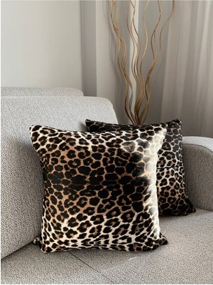 Şık Leopar Desenli Keten Kırlent Kılıfı 40X40CM, Evinizde Tarz Yaratır