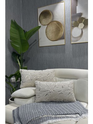 Krem Renkli Varaklı Pelüş Tavşan Kırlent Kılıfı Dikdörtgen