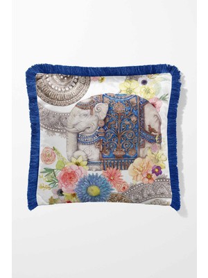 Çift Taraflı 43X43 cm Saçaklı Kırlent Kılıfı, Dekoratif ve Şık Tasarım