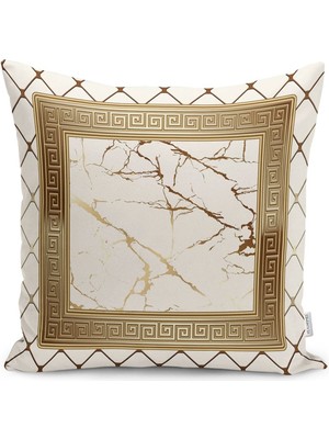 Mermer Desenli, Çerçeveli, Dijital Baskılı, Şık ve Zarif Yastık Kılıfı