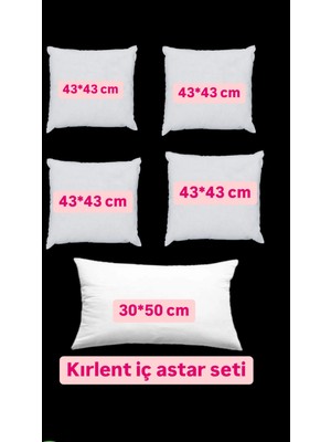 Fermuarlı Kırlent Kılıf Seti 5 Parça, 43X43 ve 30X50 Cm, Beyaz