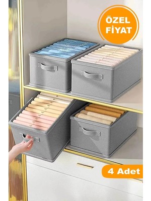 Kumaş-Karton 4 Adet Dolap Içi Düzenleyici, Raf Düzenleyici, Katlanabilir Kıyafet Saklama Kutusu-45
