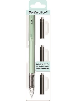 Scrikss Primeo Dolma Kalem Set M Uç Mint (3'lü Kahverengi Kartuş)