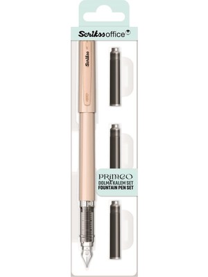 Scrikss Primeo Dolma Kalem Set M Uç Latte (3'lü Kırmızı Kartuş)