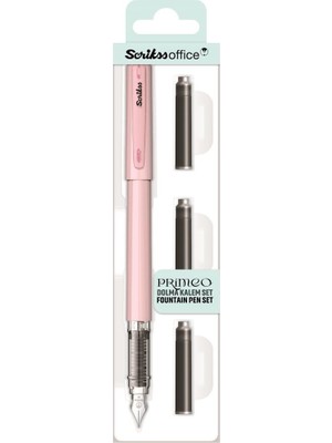 Scrikss Primeo Dolma Kalem Set M Uç Pembe (3'lü Turkuaz Kartuş)