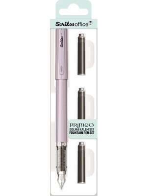 Scrikss Primeo Dolma Kalem Set M Uç Lila (3'lü Mavi-Yeşil-Mor Kartuş)