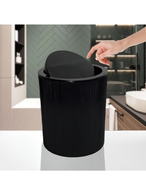 Şık Çizgili Yuvarlak Kapaklı Klozetli Çöp Kovası, Banyo ve Mutfak Için Uygun