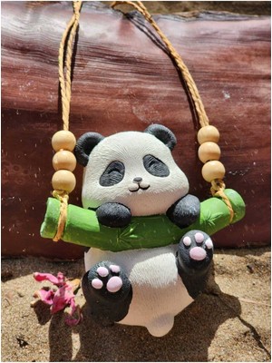 Sevimli Sallanan Panda, 10X10 Cm, Bahçe ve Balkon Dekoru, 1 Adet