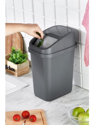 5 Lt Siyah Çöp Kovası, Mutfak, Banyo, Tuvalet Için Sağlam ve Şık Tasarım