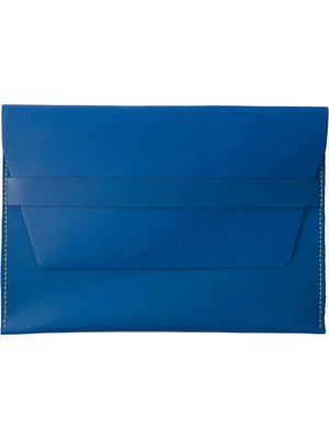 Icase Marka Macbook Air M1-M2-M3-M4  Hakiki Deri Canlı Mavi Sert Kılıf