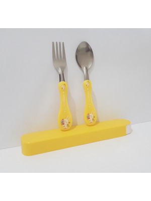 Çatal Kaşık Çocuklar Için Karikatür Desenli Çatal Kaşık Seti
