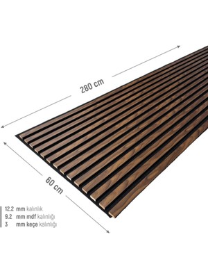 Ahşap Akustik Duvar Paneli, 60X280 Cm, Doğal ve Şık Tasarım