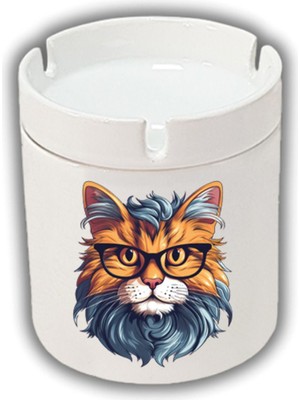 Bilgili Kedi Baskılı Küllük Kül Tablası