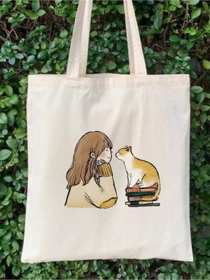 Kedi Aşk Tote Bag Bez Çanta