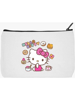 Hello Kitty 2 Makyaj Çantası, Kalemlik, El Çantası, Baskılı Bez Çanta
