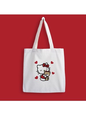 Hello Kitty Baskılı Bez Çanta