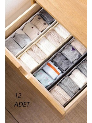 12 Adet Çok Gözlü Çekmece Içi Çorap Düzenleyici Seti