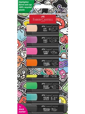 Faber Castell Graffiti Fosforlu Kalem Seti 8’li Su Bazlı Mürekkep 3 Farklı Çizgi Kalınlığı Dayanıklı Mürekkep