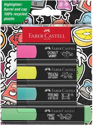 Faber Castell Fosforlu Kalem Seti 4'lü, Graffiti, 3 Farklı Çizgi Kalınlığı, Dayanıklı Mürekkep