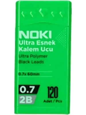 Noki 7216 Min 0.7 2B Kalem Ucu 120'li Tüp Ultra Esnek Yeşil Renk 60 mm Ölçüler