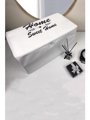 Fermuarlı, Geniş Saklama Hurcu, Düzenli ve Şık, 80X50X40CM, Beyaz Renk