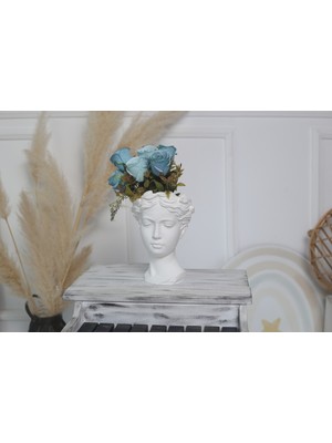 Büyük Boy Beyaz Helen Heykel Vazo Antik Saksı Büst Biblo